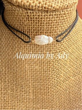 Alquimia Black Cord Iridescent BAROQUE Pearl Choker
